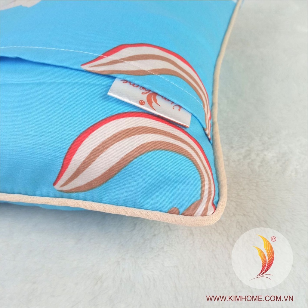 Gối em bé sơ sinh đến 1 tuổi, Gối trẻ em ruột gòn tuyết siêu mềm vỏ cotton Hàn Quốc 22x40 Kimhome.