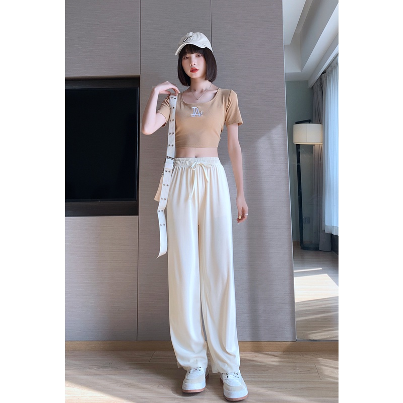 Quần ống rộng Lưng Cao Thời Trang Mùa Hè Cho Nữ