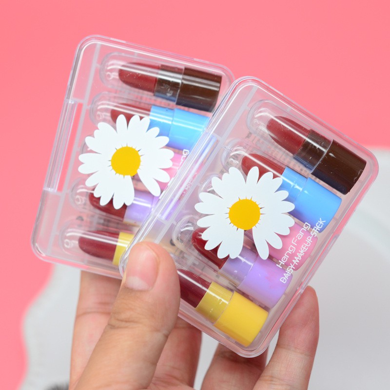 Set Son Nội Địa Trung Mini Hoa Cúc Trắng 5 Cây Lên Màu Chuẩn Bền Màu