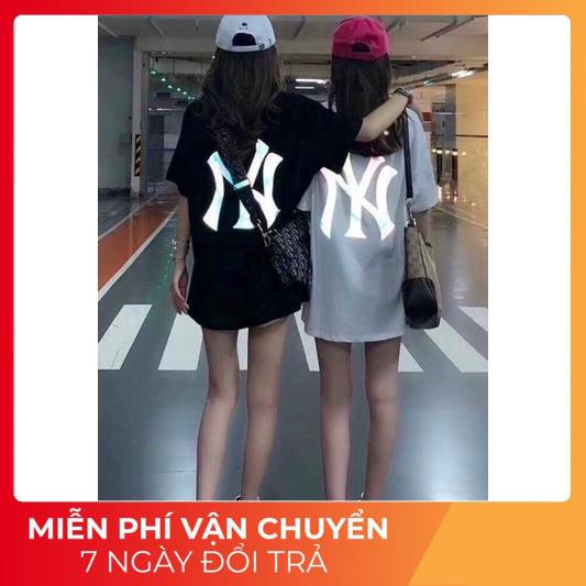Áo thun tay lỡ phản quang phông Unisex nam nữ chất Premium Cotton oversize đến 75kg form rộng co dãn 4 chiều N.Y AK 082