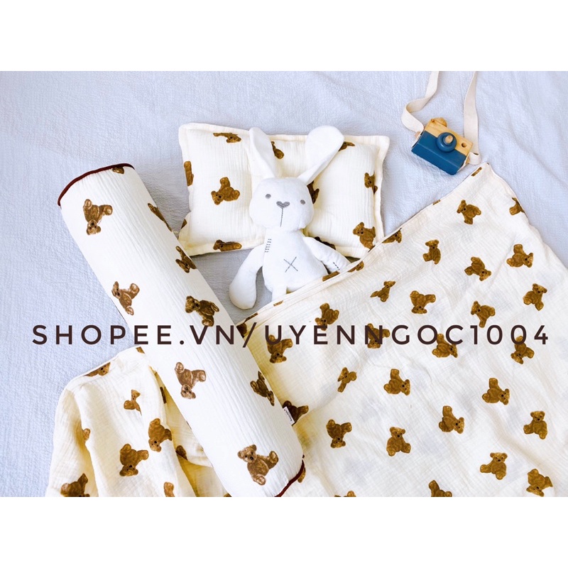 GỐI XÔ HÀN QUỐC CHỐNG BẸP ĐẦU CHO BÉ - Vải xô Muslin cao cấp