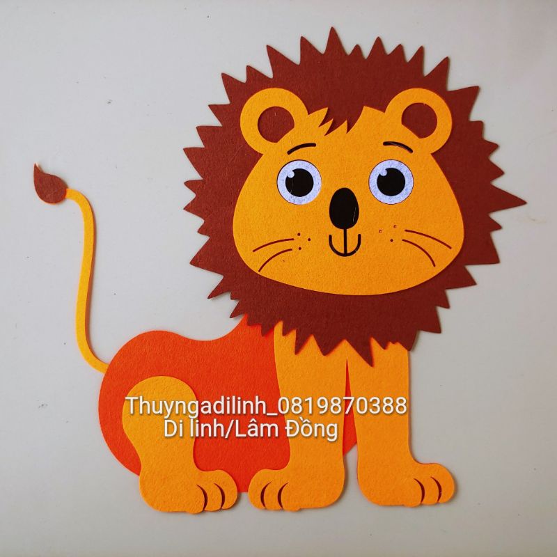 Con sư tử làm từ vải nỉ 44x46cm mầm non