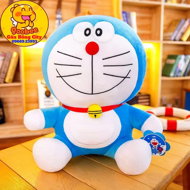 Gấu Bông Gối Ôm Doraemon Đô rê mon Đội Mũ Cao Cấp