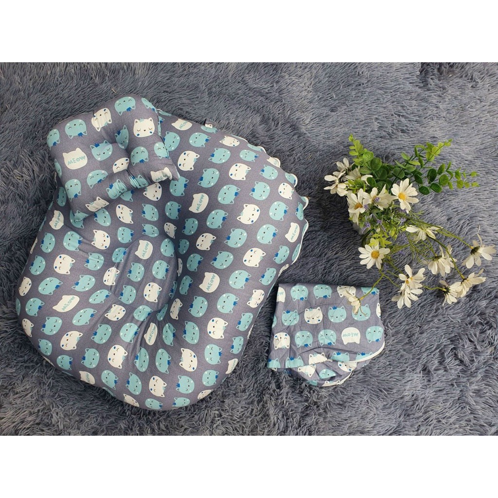 Đệm Chống Trào Ngược Cho Bé( Tặng Kèm Gối Chống Bẹp đầu ), Gối Tập Ngồi Cho Bé