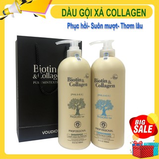 Dầu Gội Cặp Collagen Trắng, Cặp Dầu Gội Bio.tin  Dưỡng Tóc Suôn Mượt ,Phục Hồi Tóc Khô Xơ, Lưu Hương Thơm Lâu 1000MLX2