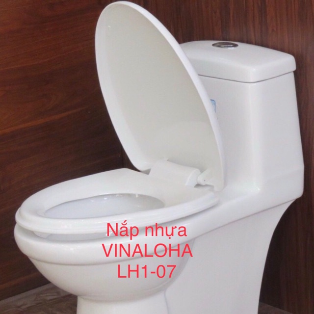 Nắp nhựa bàn cầu VINALOHA LH1-07 nắp êm ốc inox