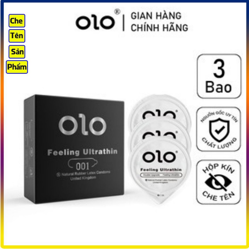 [ MỎNG NHƯ KHÔNG ]⚡ Bao cao su siêu mỏng 0.01 OLO đen - Kéo Dài Thời Gian