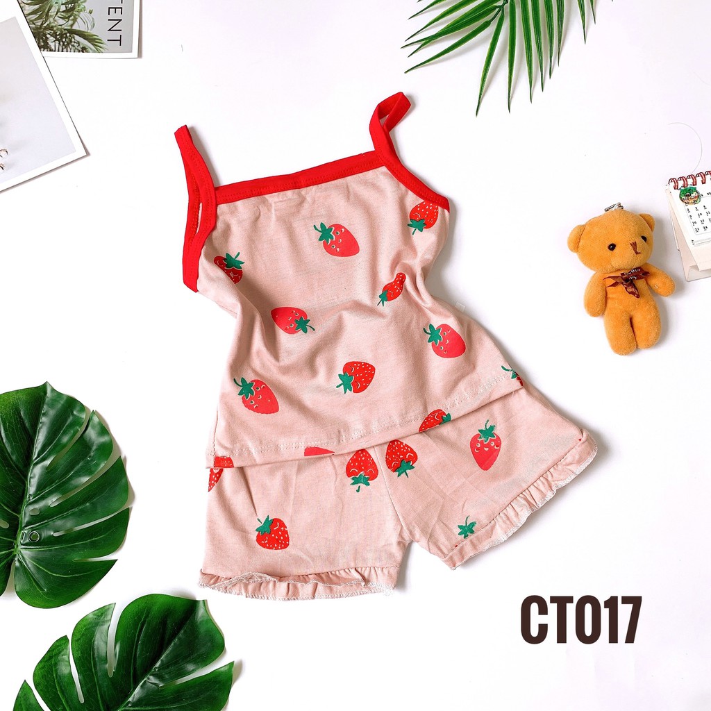 [HOT HOT] Bộ Bé Gái Hai Dây Thun Cotton 2 Chiều Co Dãn Thấm Hút Mồ Hôi Xinh Xắn Cho Bé