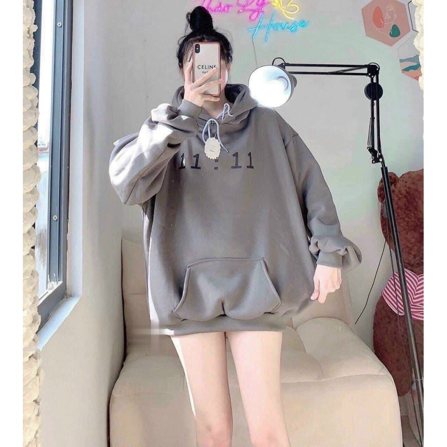 Áo hoodies Nữ In Giờ Nón 2 Lớp Trùm Đầu Form Rộng Che Nắng Chắn Gió Tốt Mặc Đẹp Thoải Mái NEW UNISEX