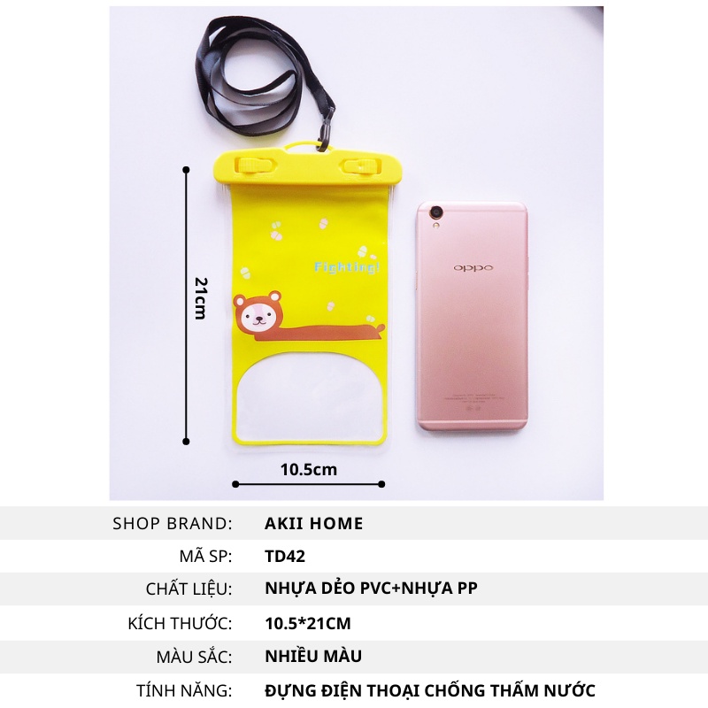 Túi đựng điện thoại chống nước, đi biển, đi bơi, có kèm dây đeo tiện lợi Akii Home TD43