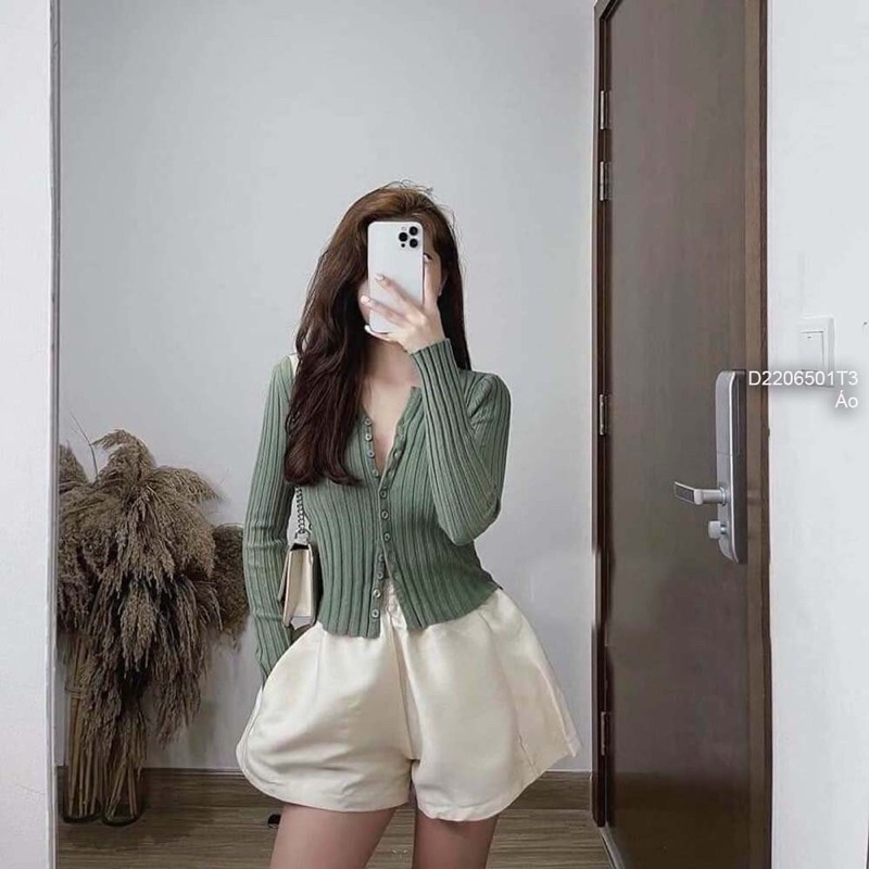 Áo len gân phối nút gài dài tay TT2206