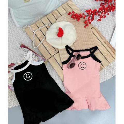 (8-18kg) Váy bé gái 2 dây sành điệu QATE920 - đầm bé gái body cổ yếm bé gái