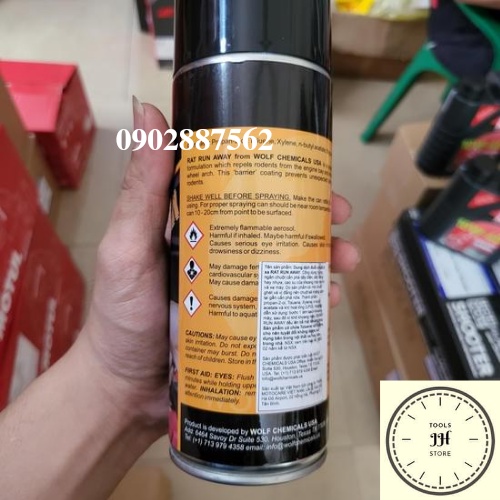 Đuổi chuột khỏi cắn phá dây điện xe hơi, xe máy rat run away của Wolf Chemicals