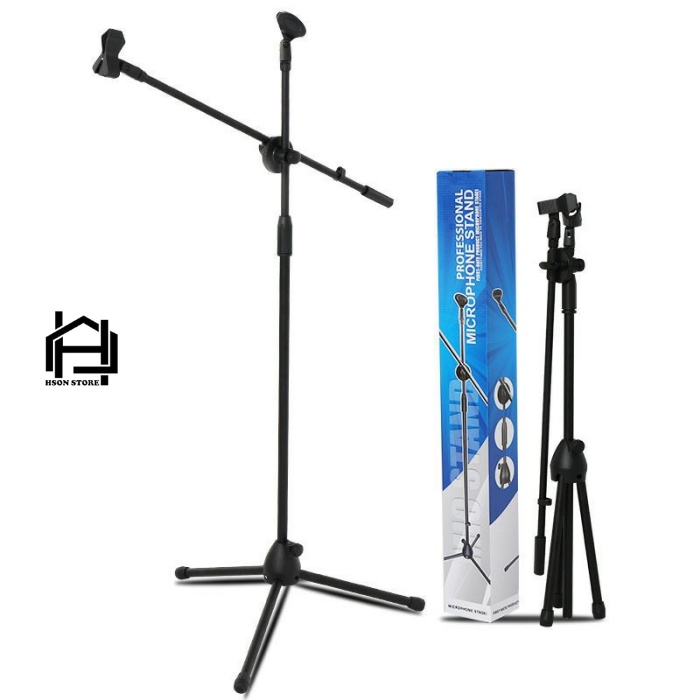 Chân đế kẹp micro BOM MIC STAND, giá đỡ mic đứng phòng thu, sân khấu chuyển nghiệp