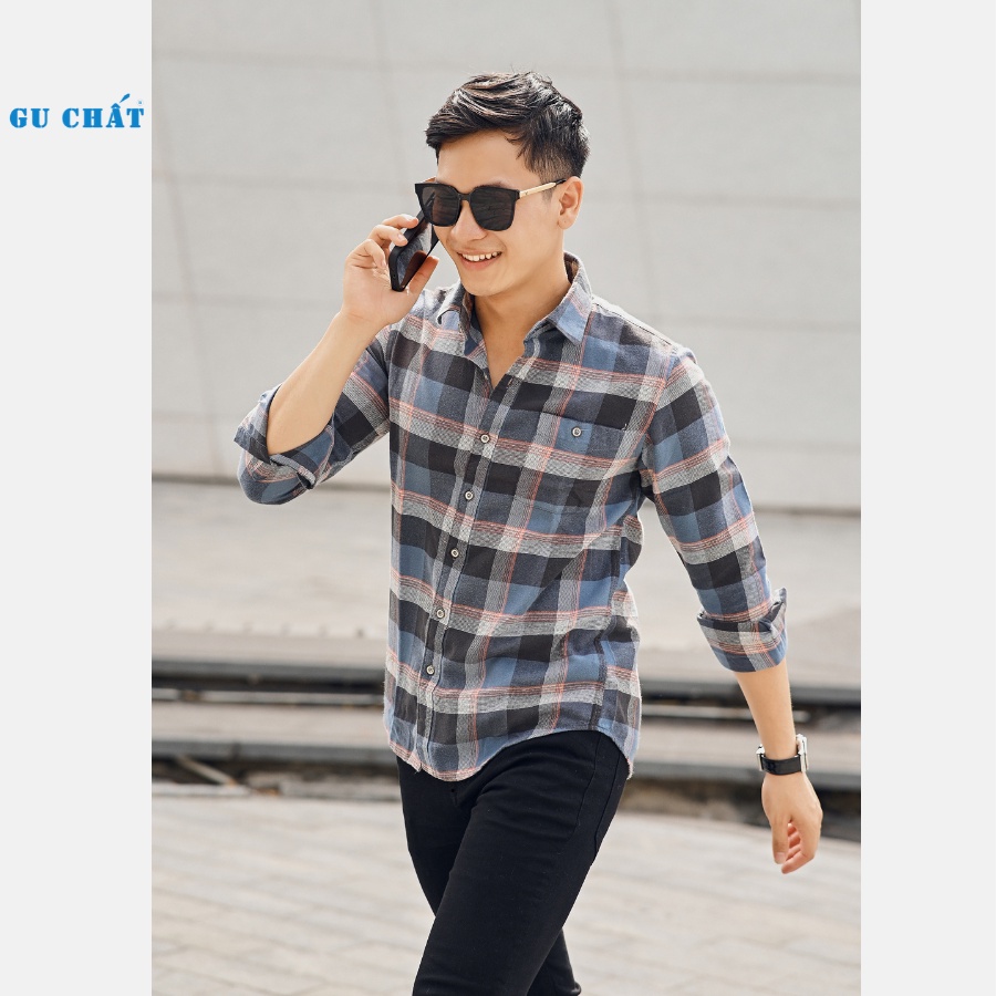 Áo Sơ Mi Nam Caro Tay Dài GU CHẤT, Chất Cotton Mềm Mịn. GUSM31