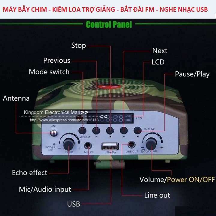 Loa Bẫy Chim, Kiêm Máy Trợ Giảng - Bắt Đài FM - Nghe Nhạc USB Có Điều Khiển Bảo Hành 6 Tháng