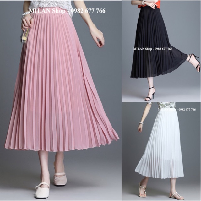 Chân váy xếp ly voan kèm đai thời trang | BigBuy360 - bigbuy360.vn