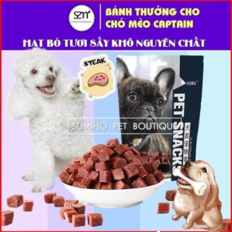 Hạt bò tươi sấy khô nguyên chất Captain (500gr) Bánh thưởng cho chó Sumiho