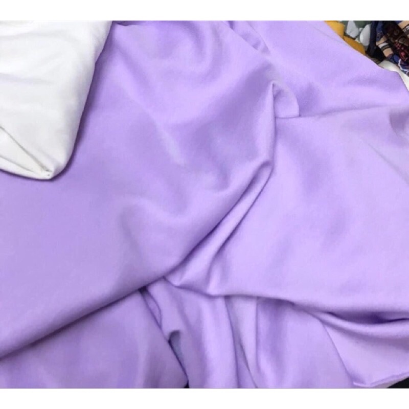 Vải thun, vải cotton 100% màu tím khoai môn mềm mát, vải cotton xuất dư siêu đẹp