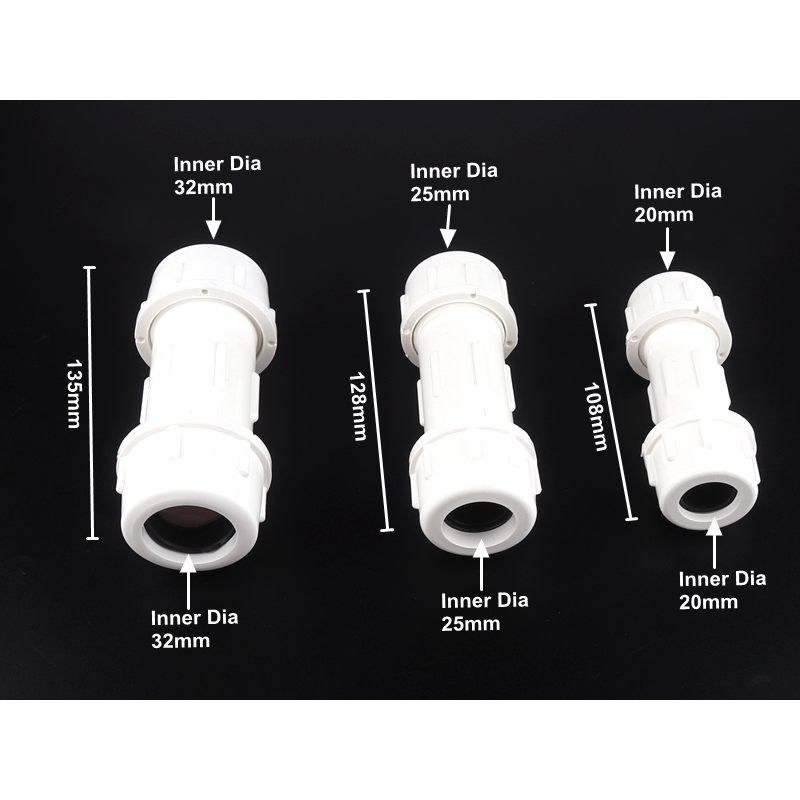 Bộ 2 Đầu Nối Ống Nước Bằng Nhựa pvc Màu Trắng / Xám Đường Kính Trong 20 / 25 / 32mm