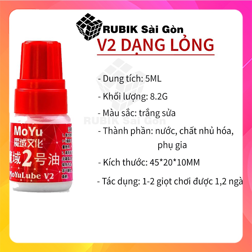 Dầu bôi trơn rubik Moyu Lube V1/V2 5ml silicon chuyên dùng bôi trơn rubic dễ sử dụng nhất