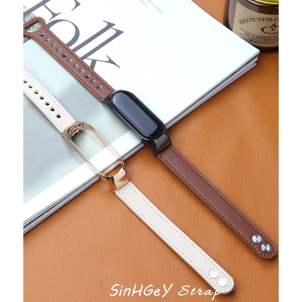 Dây Đeo Thay Thế Chất Liệu Da Bò Cho Xiaomi Mi Band 7 Mi Band 6 / 5 / 4 / 3