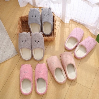 Dép mang trong nhà bằng cotton đế da lộn mềm mại chống trượt thiết kế tai động vật nhỏ nhắn đáng yêu