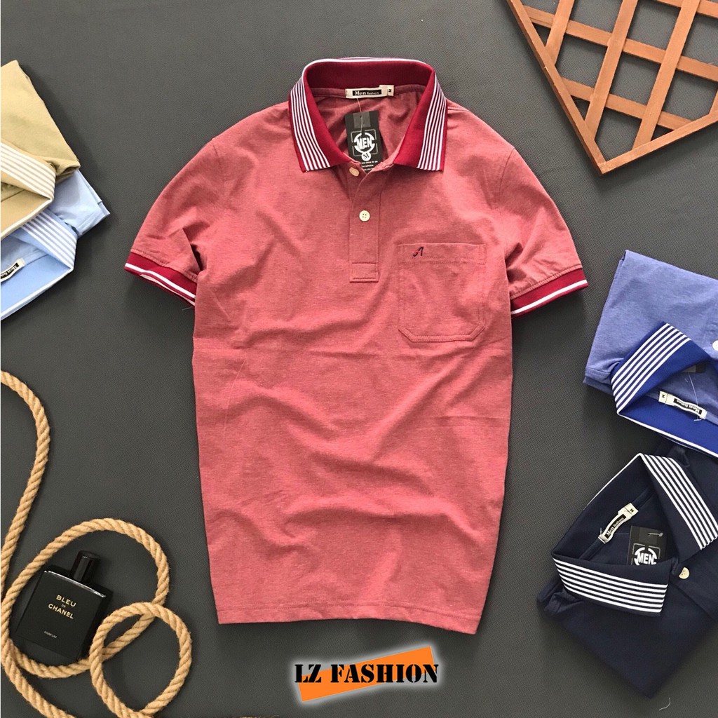 Áo thun polo nam thời trang cổ sọc có túi, chất thun cotton mềm mịn - LZ FASHION - PS088 | BigBuy360 - bigbuy360.vn