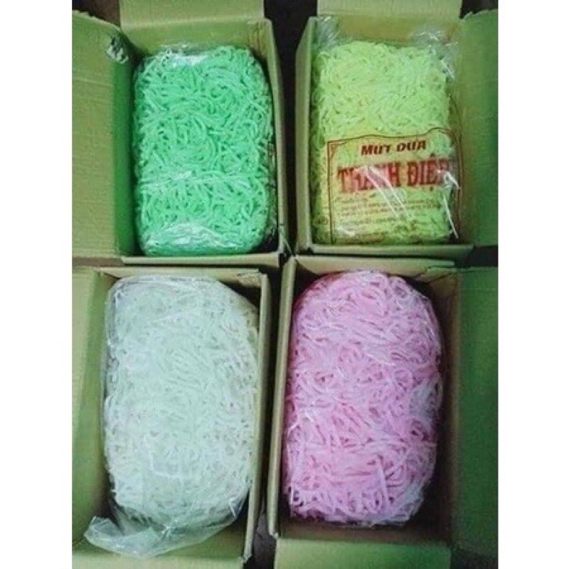 Mứt dừa non bến tre sợi đũa vị lá dứa TỪ ĐƠN 50K,  chuẩn Thanh Điệp