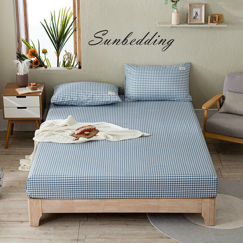 [MUA 1 TẶNG 8] 💗 bộ ga giường 💗ga gối 💗 cotton tc mẫu kẻ SUNNYBEDDING miẽn phí bo chun