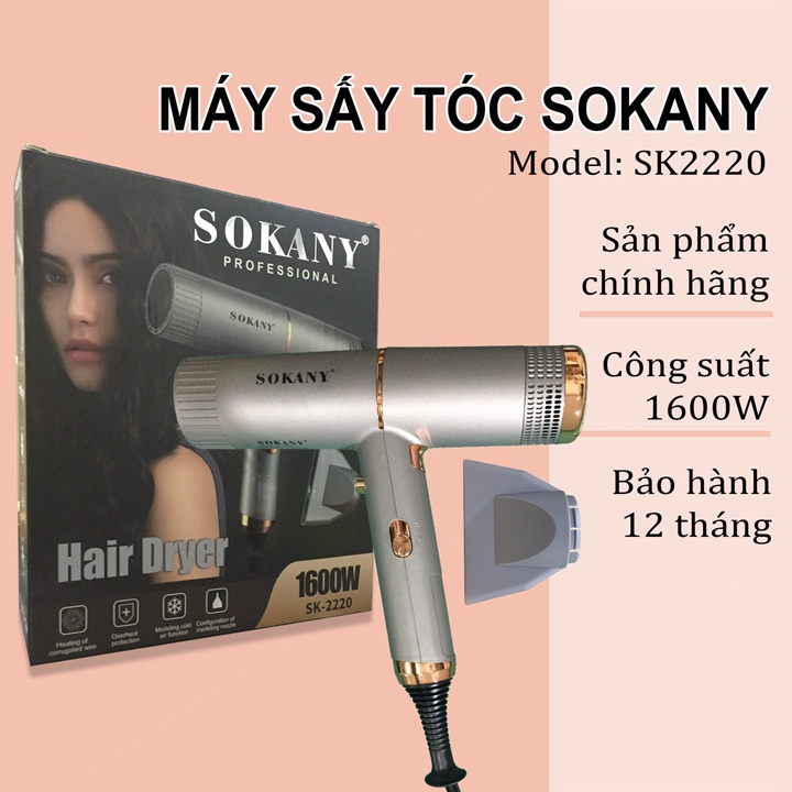 Máy Sấy Tóc ion âm SOKANY SK-2220 - Kiểu Dáng Chữ T Sang Trọng Công Xuất 1600W
