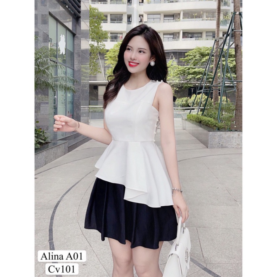 Áo peplum trắng đính ngọc A01  - DOLCE VIVA COLLECTION