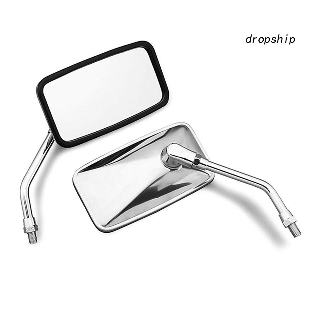 Set 2 Gương Chiếu Hậu Hình Chữ Nhật 10mm Thông Dụng Gắn Tay Lái Xe Máy