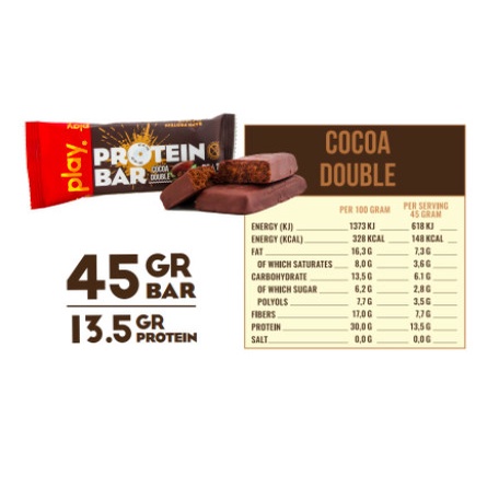 Thanh năng lượng Play Protein Bar 45gram - Vị cacao