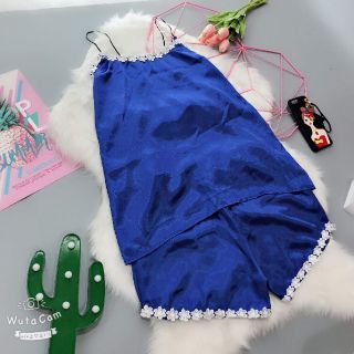 Bộ lụa dây phối ren trắng cao cấp