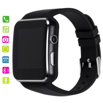 Đồng Hồ Thông Minh Màn Hình Cong SmartWatch SX6 (Đen)