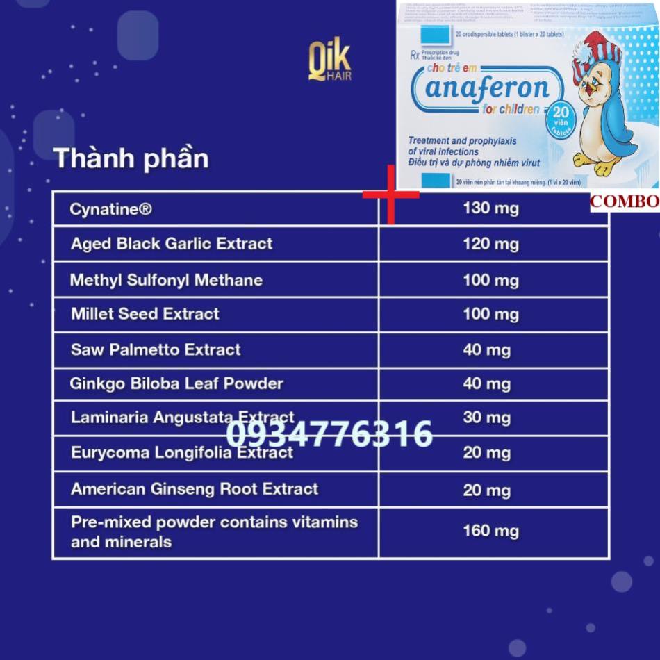 Combo Chim cánh cụt Nga+ Viên uống QIK HAIR (cho Nam) giảm rụng, mọc tóc chắc khỏe (30 viên)