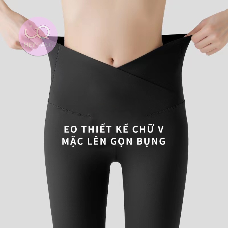 Quần legging đùi nữ cạp cao thể thao tập yoga nữ thun co dãn dễ vận động HEYPANG VN044