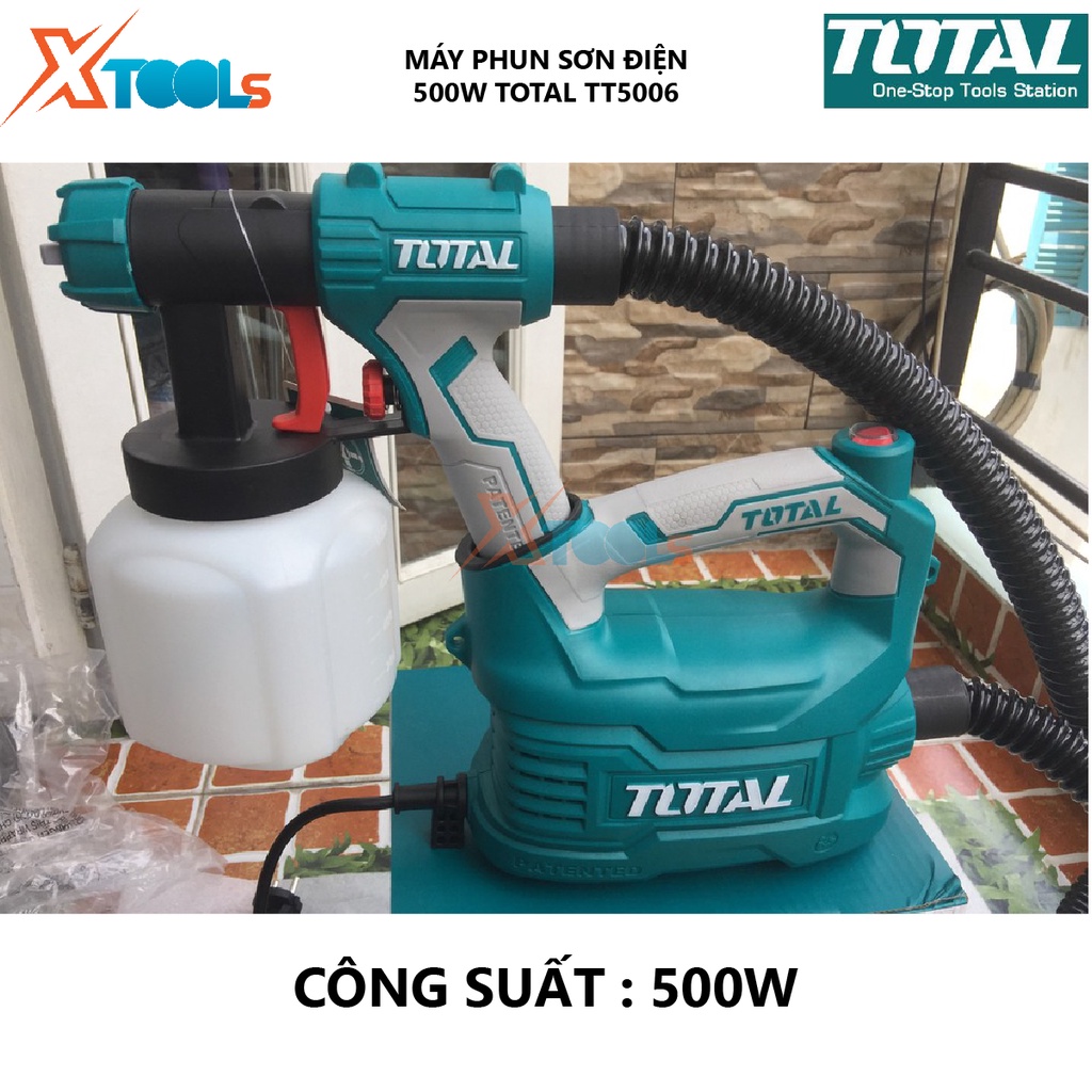 Máy phun sơn dùng điện TOTAL TT5006 súng phun sơn 220-240V~50-60Hz, Công suất 350 W, 0.1-0.2 Bar, 380ml/phút, 50DIN-s