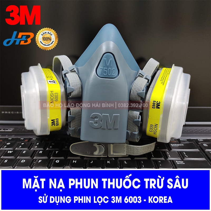 Khẩu Trang Phun Thuốc Trừ Sâu Mã Hiệu 3M 7502 (Sử Dụng Phin Lọc Cao Cấp 3M 6003 - Hàn Quốc).