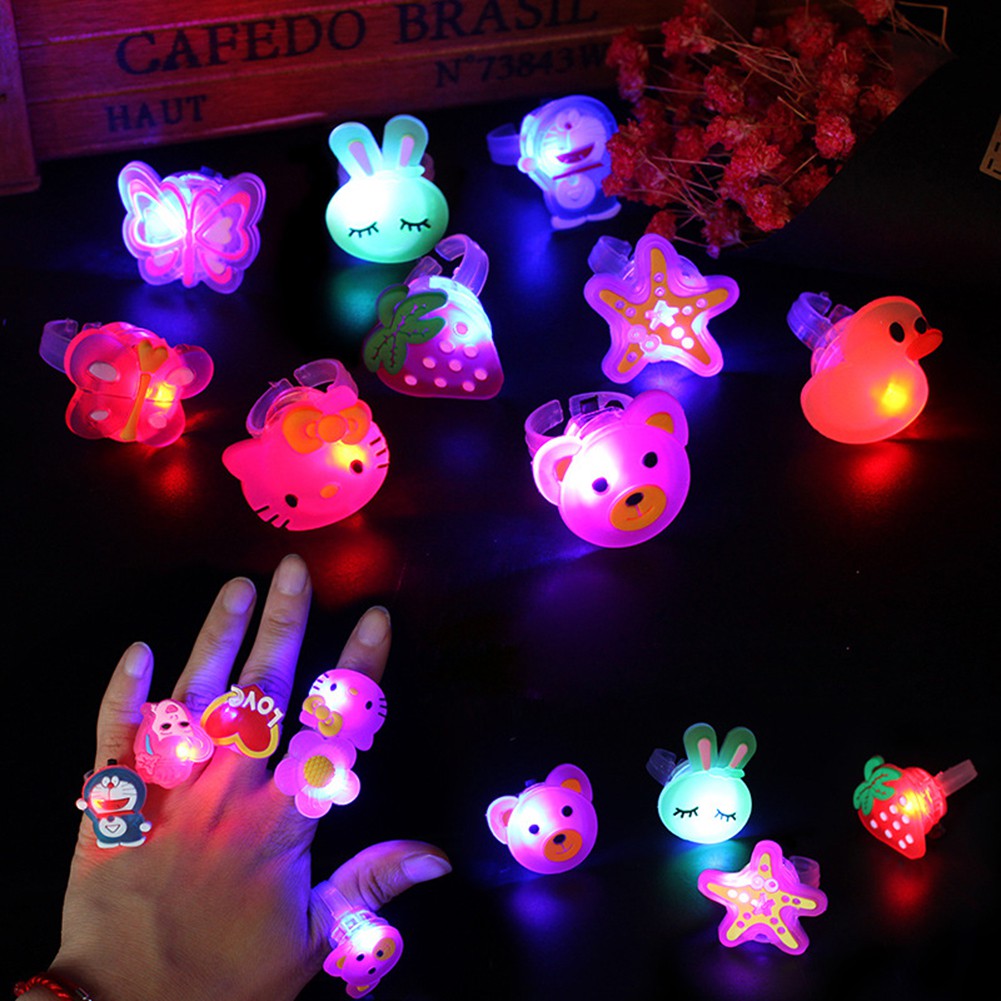 Nhẫn đồ chơi thiết kế hình hoạt hình có đèn LED đáng yêu dành cho trẻ em