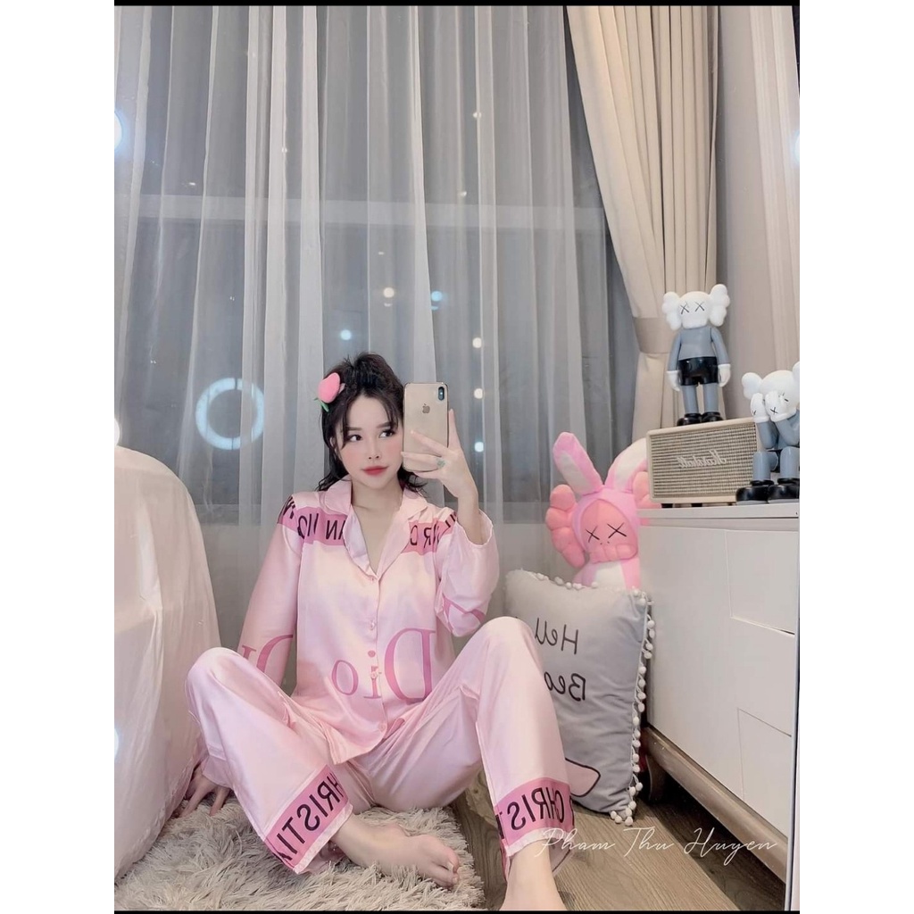 Bộ Pijama chất liệu lụa latin - Bộ ngủ nhà dài tay 𝘾𝘼𝙊 𝘾𝘼̂́𝙋 sang chảnh.