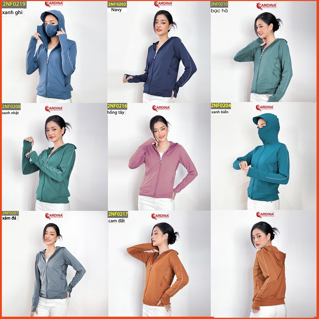 Áo chống nắng nữ CARDINA 2 lớp chất thun lạnh cao cấp viền thể thao chống tia UV thiết kế lưới tản nhiệt 2NF02