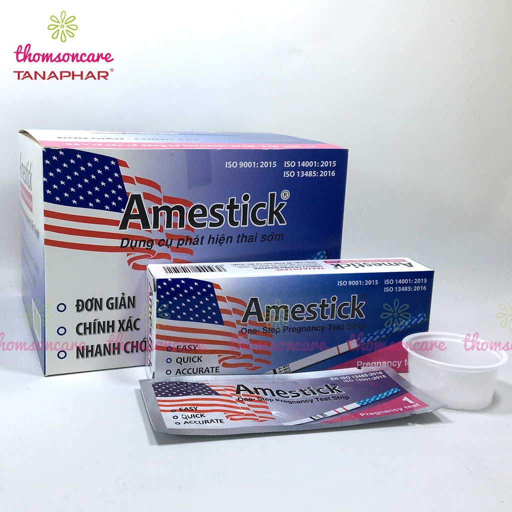 Que thử thai sớm Amestick - Test chính xác dễ sử dụng thử thai hai vạch nhanh hiệu quả tức thì - Combo 3 hộp