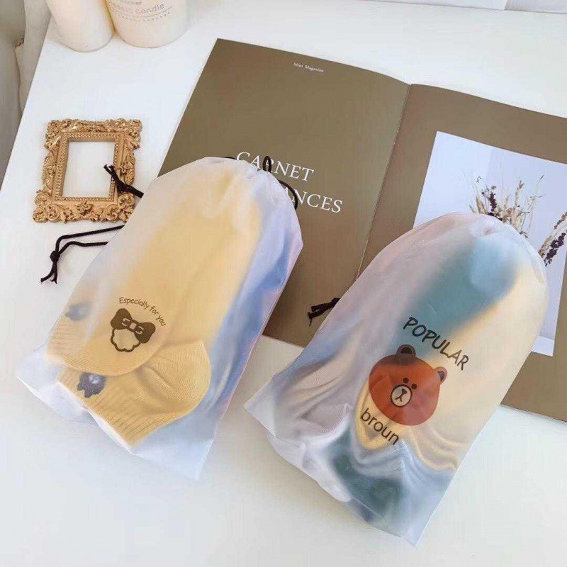 Set 10 Đôi Tất Hình Gấu Cute Kèm Túi Rút