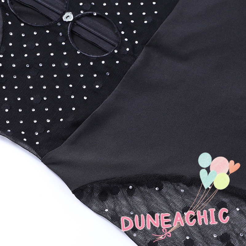 DUNEA Áo liền quần vải lưới xuyên thấu đính đá lấp lánh gợi cảm cho nữ