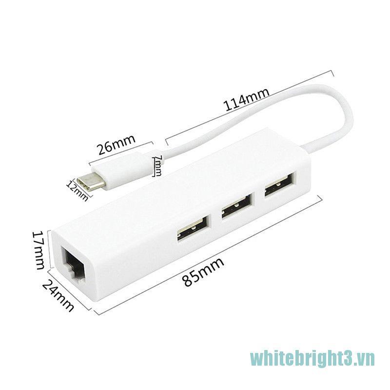Bộ Chuyển Đổi Usb-C 3.1 Sang Usb 3.0 Hub Ethernet Lan Rj45 Cho Macbook Us