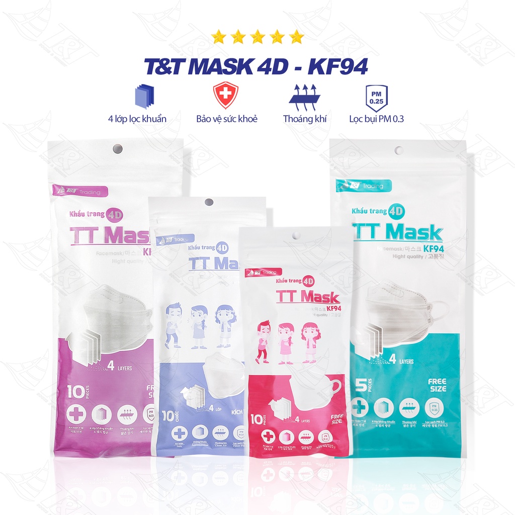 [ 10 chiếc ] Khẩu trang y tế 4D-KF94 4 lớp người lớn trẻ em Xuất Hàn - Chính hãng TT MASK | BigBuy360 - bigbuy360.vn