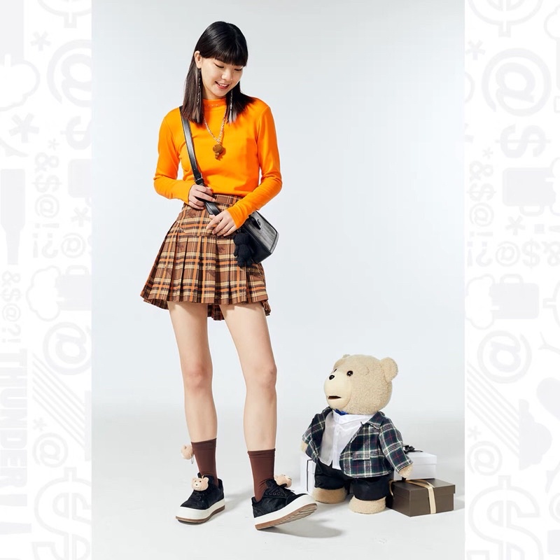 Chân váy sọc nâu Peacebird