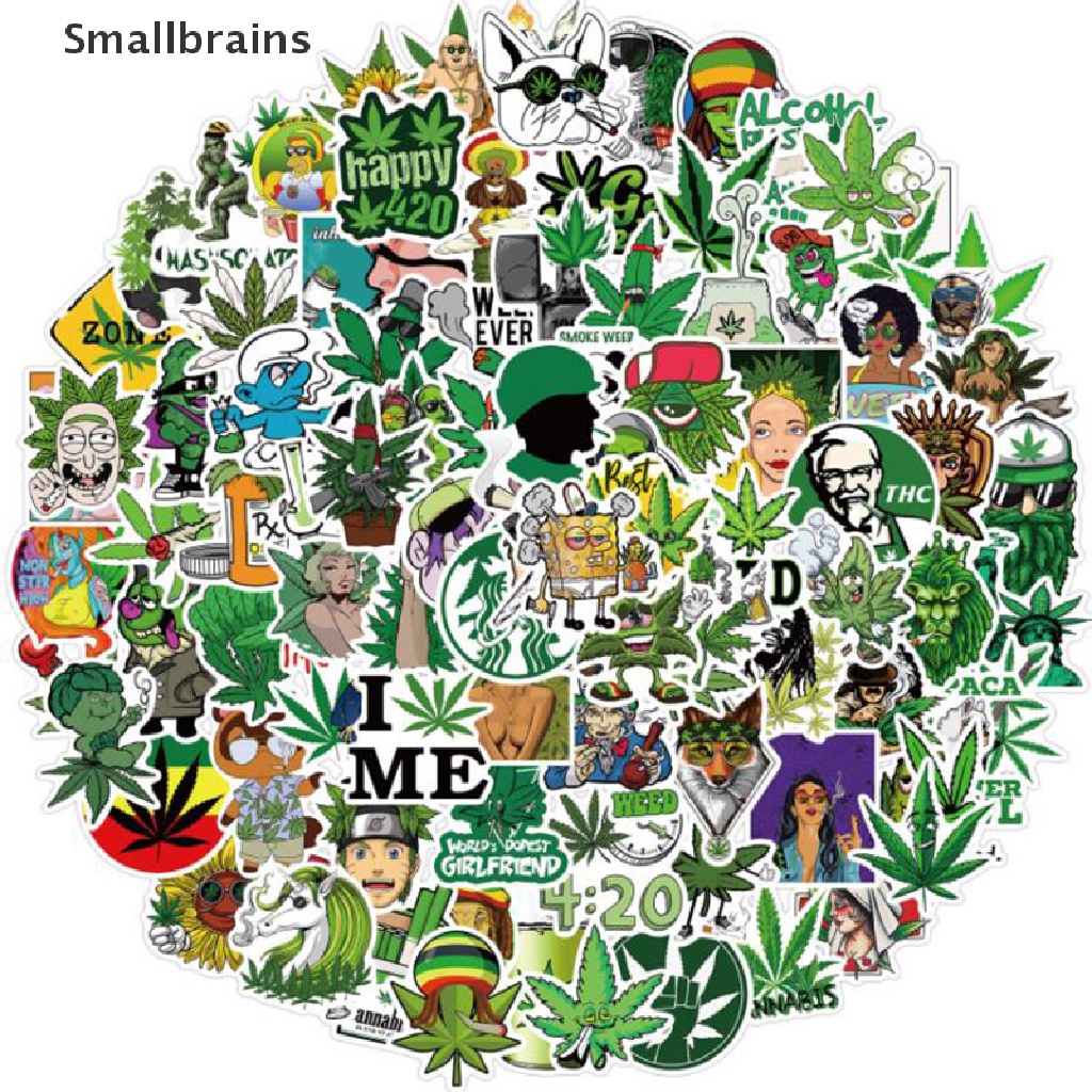 Set 100 Miếng Dán Graffiti Hình Lá Đa Sắc Dùng Trang Trí Mũ Bảo Hiểm Laptop Ván Trượt